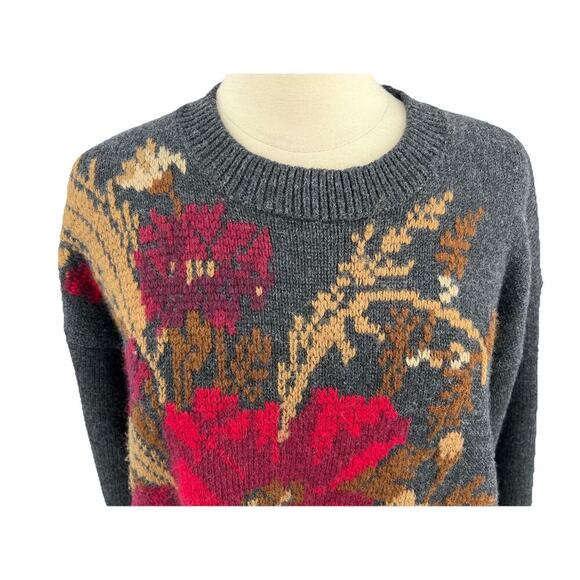 Vtg 80s 90s Oversized Embroidered Floral Sweater Fairy Cottagecore Granny Size M - Picture 4 of 9